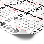 Hond Pawprint Patroon 2024 Kalender Foto Afdruk (Hoek)