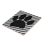 Hond Pawprint Zwart Witte Strepen Tegeltje (Zijkant)