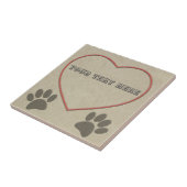 Hond Pawprints en hart Faux reliëf papier Tegeltje (Zijkant)