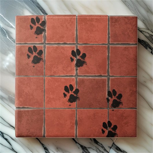 Hond Paws Terracotta Paw Tracks | Tegeltje