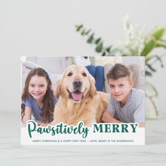 Hond Pawsitive Merry Schattige gepersonaliseerde h Feestdagenkaart (Staand voorkant)