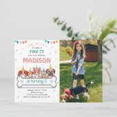 Hond Pawty Puppy Foto Verjaardag Kaart (Staand voorkant)