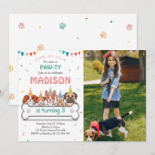 Hond Pawty Puppy Foto Verjaardag Kaart (Voorkant / Achterkant)