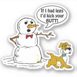 Hond Pees op Sneeuwman Joke Contour Cut Sticker
