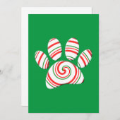Hond Peppermint Swirl Poot in rood groen wit Kaart (Voorkant / Achterkant)