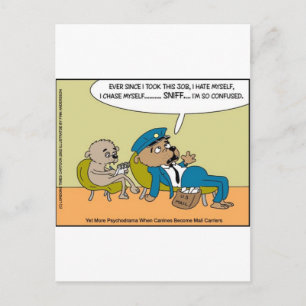 Hond per post in therapie grappige ongewone cartoo briefkaart