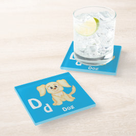 Hond personalizeer ABC: Letter D - Voeg je naam to Glazen Onderzetter