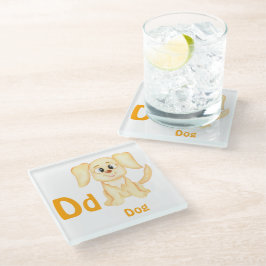 Hond personalizeer ABC: Letter D - Voeg je naam to Glazen Onderzetter