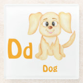 Hond personalizeer ABC: Letter D - Voeg je naam to Glazen Onderzetter (Voorkant)