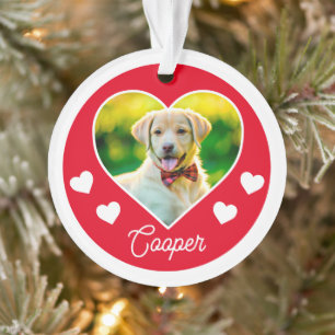 Hond Pet Foto Hart Gepersonaliseerde Kerstmis Ornament