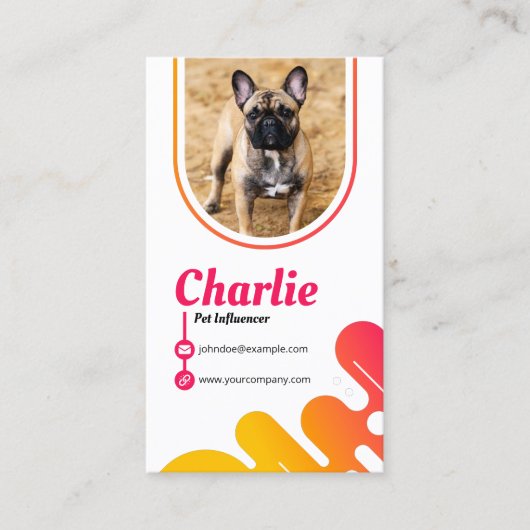 Hond Pet Influencer Foto Sociale Media QR Code Visitekaartje (Voorkant)