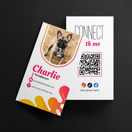 Hond Pet Influencer Foto Sociale Media QR Code Visitekaartje