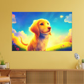 Hond Pet Kleurrijke Meadow Sky Zomer Dieren Canvas Afdruk (Insitu (Woonkamer))