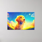 Hond Pet Kleurrijke Meadow Sky Zomer Dieren Canvas Afdruk (Voorkant)