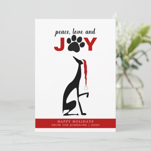 Hond Pet Paw Rode Kerst Feestdagenkaart (Staand voorkant)