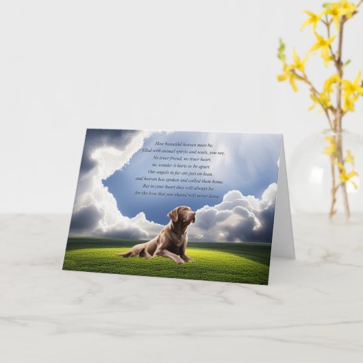 Hond Pet Sympathie met Labrodor en Gedicht Kaart (Gele Bloem)
