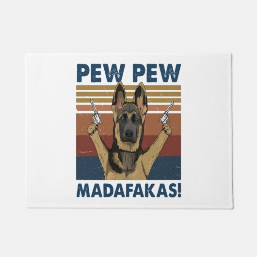 HOND PEW PEW MADAFAKAS  RETRO DEURMAT (Voorkant)