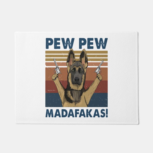 HOND PEW PEW MADAFAKAS  RETRO DEURMAT (Voorkant)