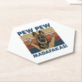 HOND PEW PEW MADAFAKAS RETRO KARTONNEN ONDERZETTERS (Schuin)