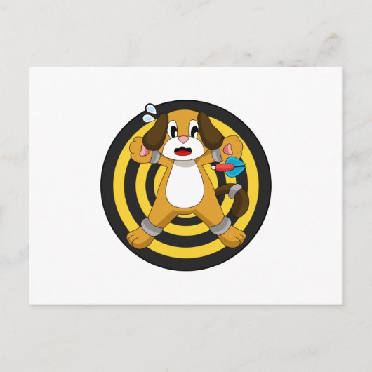 Hond Pijltjes Dart Dartbord Briefkaart (Voorkant)