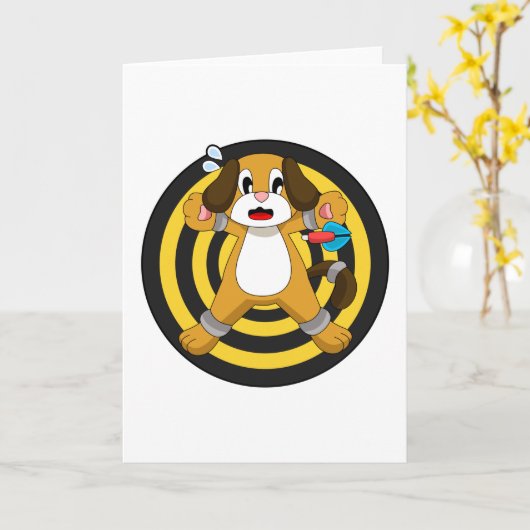 Hond Pijltjes Dart Dartbord Kaart (Gele Bloem)