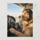 Hond piloot vliegt Vliegtuig grappig Luchtvaart Ve Briefkaart (Voorkant)