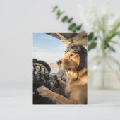 Hond piloot vliegt Vliegtuig grappig Vliegtuig Ver Briefkaart (Staand voorkant)