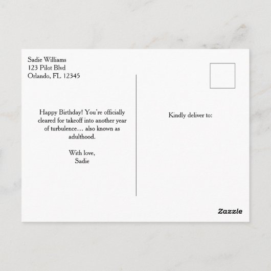 Hond piloot vliegt Vliegtuig grappig Vliegtuig Ver Briefkaart (Achterkant)