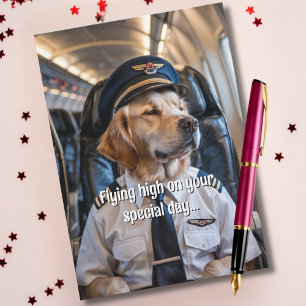 Hond Piloot & Vliegtuig, Cool Grappige Vliegtuig V Kaart