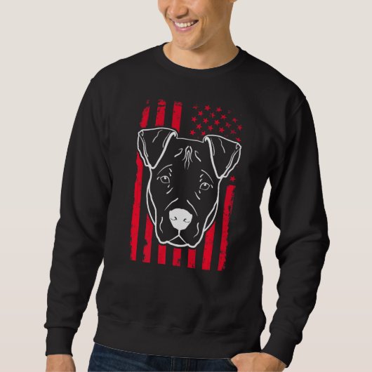 Hond Pitbull Amerikaanse vlag 5 Trui (Voorkant)