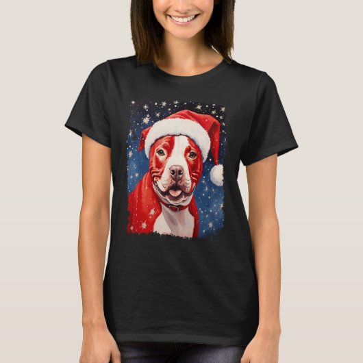 Hond Pitbull Kerstmis T-shirt (Voorkant)
