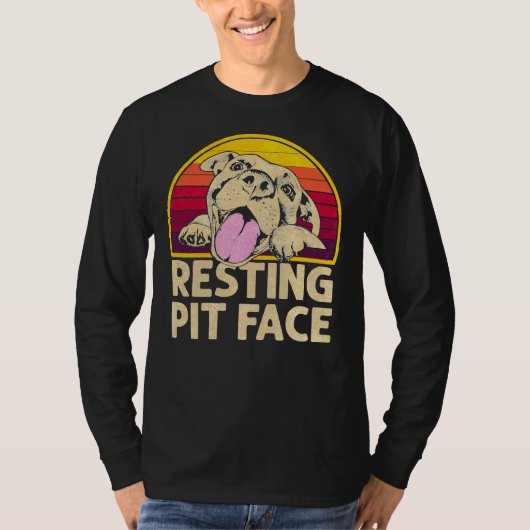Hond Pitbull Resting Pit Face Funny voor Pitbull L T-shirt (Voorkant)
