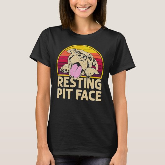 Hond Pitbull Resting Pit Face Funny voor Pitbull L T-shirt (Voorkant)