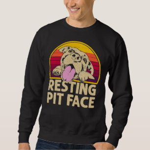 Hond Pitbull Resting Pit Face Funny voor Pitbull L Trui