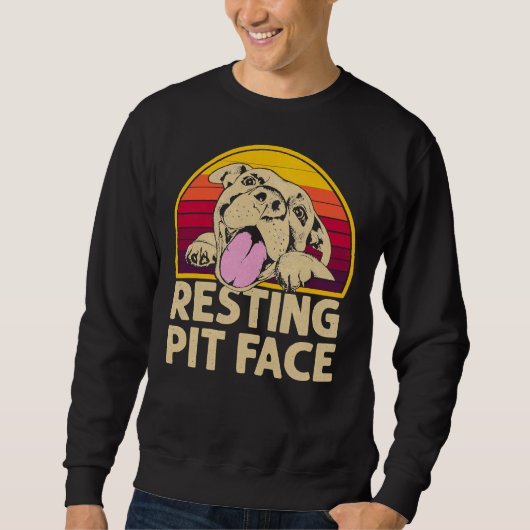 Hond Pitbull Resting Pit Face Funny voor Pitbull L Trui (Voorkant)
