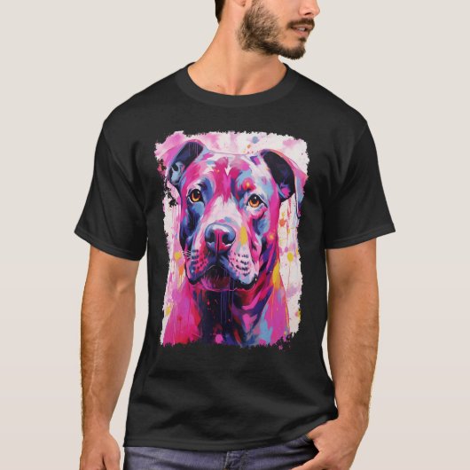 Hond Pitbull Roze T-shirt (Voorkant)