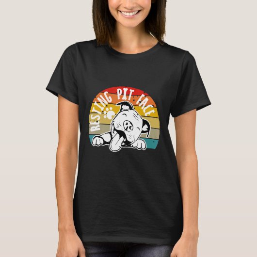 Hond Pitbull Rustende Pit Face Geweldig Cadeau Vin T-shirt (Voorkant)