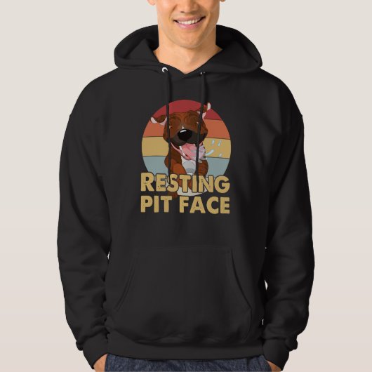 Hond Pitbull Rustpit Gezicht Hoodie (Voorkant)