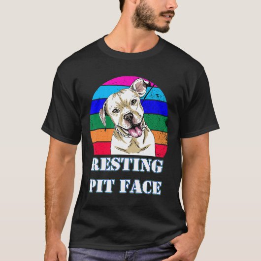 Hond Pitbull Rustplaats Gezicht Grappig Gezicht Ho T-shirt (Voorkant)