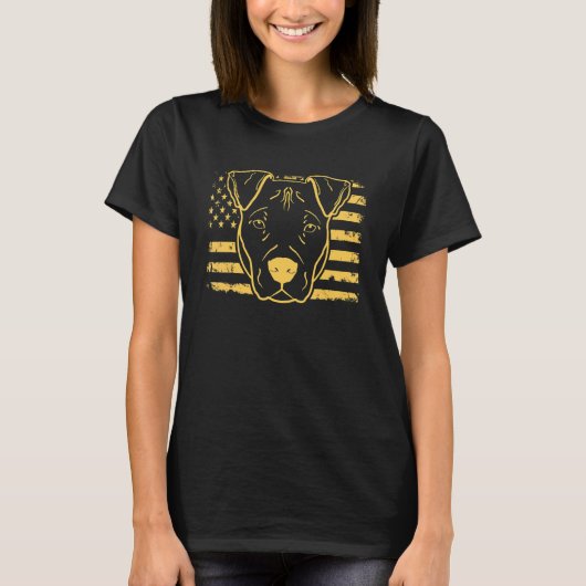 Hond Pitbull VS Amerikaanse Vlag 2 T-shirt (Voorkant)