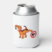 Hond plassen op hond poep teken blikjeskoeler (Blikje Voorkant)