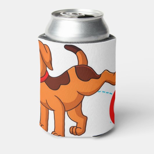 Hond plassen op hond poep teken blikjeskoeler (Blikje Achterkant)