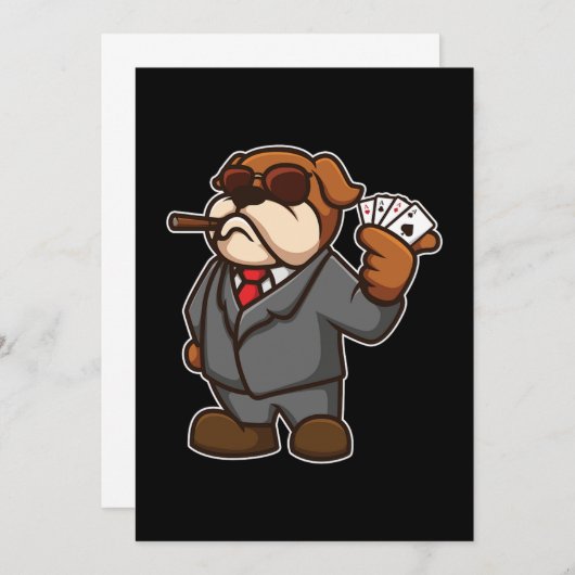 Hond Poker Speler Kaarten Sigaren Casio Gokker Cad (Voorkant / Achterkant)