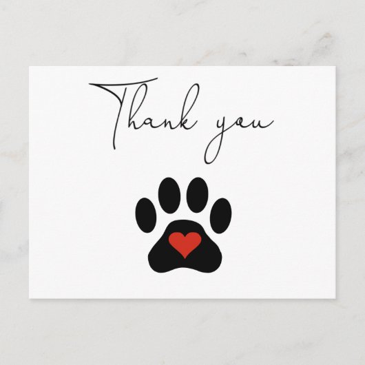 Hond Poot Aangepaste Bedankt Briefkaart (Voorkant)