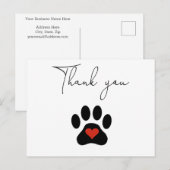 Hond Poot Aangepaste Dank u Briefkaart (Voorkant / Achterkant)