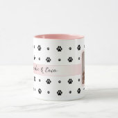 Hond Poot Blush Roze Strik Custom Foto en Tekst Mok (Midden)
