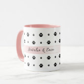 Hond Poot Blush Roze Strik Custom Foto en Tekst Mok (Voorkant links)