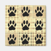 Hond Poot Cartoon Patroon Quilt In Sepia Magneet (Voorkant)