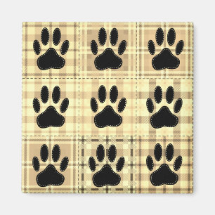 Hond Poot Cartoon Patroon Quilt In Sepia Magneet