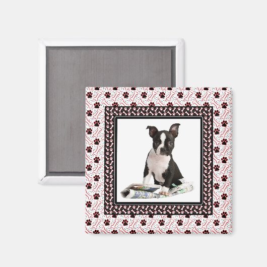 Hond Poot en Bone Pet Fotosjabloon Magneet (Voorkant / Achterkant)